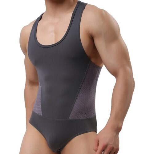 Sexy Mens Bodysuit Shaper Leotard Breathable Bodywear Male High Quality Spandex Tank Top Singlets Underwear One-piece Garment