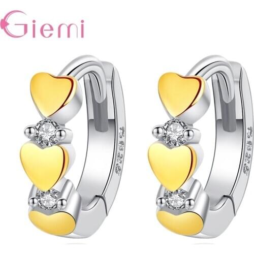 New Brand Piercing Women 925 Sterling Silver Small Hoop Earrings Circle Heart Cubic Zirconia Piercied Shape Earring Jewelry