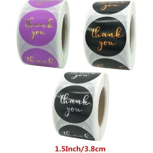 Pretty 1.5 Inch/3.8cm Purple Gold Foil Thank You Sticker Seal Labels for Baking Business Packaging Handmade Stationery Stickers