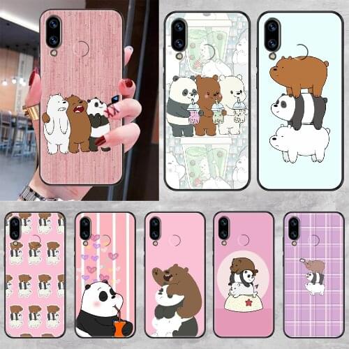 Cartoon Funny we 3 Bear Panda Phone case For Huawei Honor 6 7 8 9 10 10i 20 A C X Lite Pro Play black fashion waterproof art