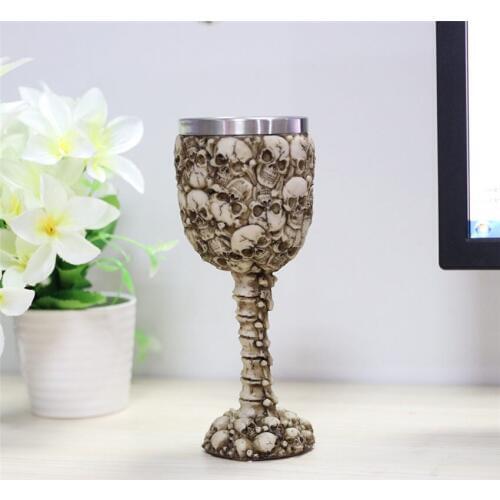 Horrible Resin Stainless Steel Design Wine Glass Horror Cup Skull Goblet Perfect Gift Skull For Lovers Halloween Theme Parties