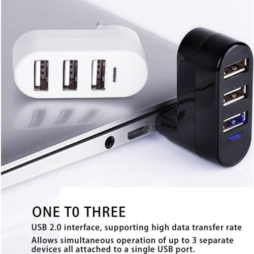 High Quality For Laptop For PC Hub USB Rotate Splitter Mini Adapter 3 Ports white