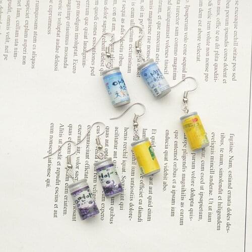 Japanese and Korean creative summer juice drink can Earrings funny hand made cute simulation drink simple hip hop Earrings girl