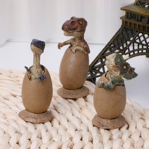 Childrens toy dinosaur egg novelty semi-hatching educational toy 3 pieces / set with base