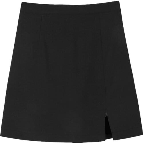 PERHAPS U Spring Empire High Waist Skirt Black Beige Mini Skirt Pencil S0102
