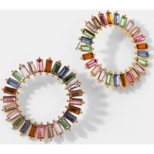 Jewelry round Earrings Colorful Crystal Zircon Earrings Boutique High-End Metal Earrings Gift Ball Jewelry