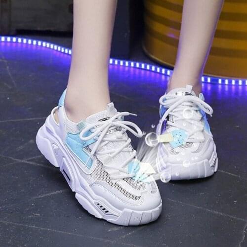 Women Shoes Breathable Platform Sneakers Mesh Casual Sports Shoes Female Fashion Lace Up High Leisure Women Vulcanize Shoe 2021