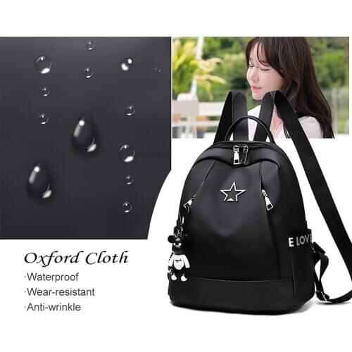 Women´s Girls Backpack Oxford Cloth Rucksack School Travel Shoulder Bag Backpack with Pendant