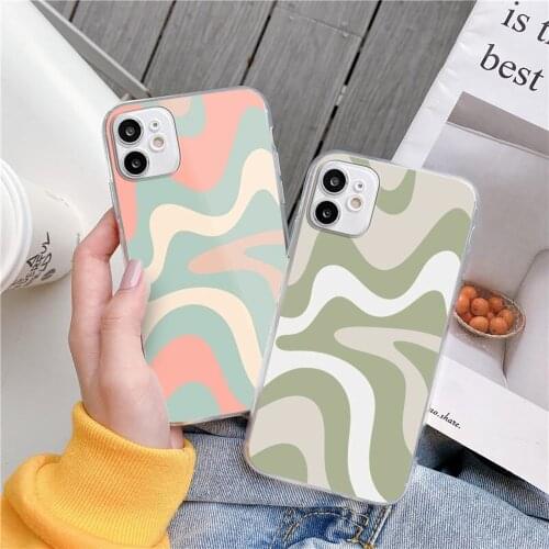 Liquid Swirl Abstract Pattern in Beige and Sage Green phone case For iPhone 11 12 Pro XS MAX XR X 7 8 6Plus SE 2021 Phone Case