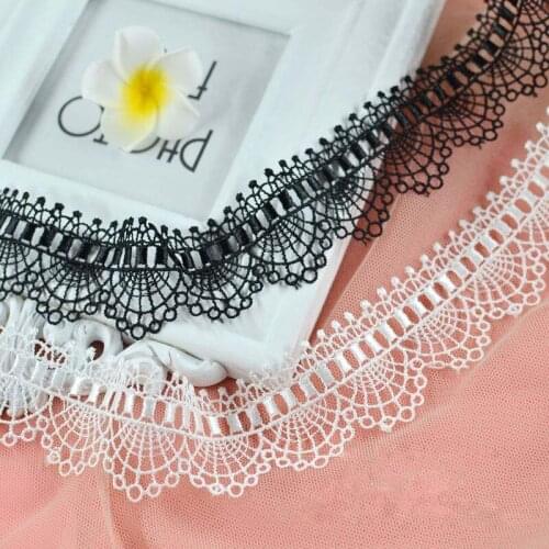 10Meters Embroidery White Black Appliques Sewing Lace Trim Fabric Garment Clothing Accessories Needlework Trimmings 35mm Wide