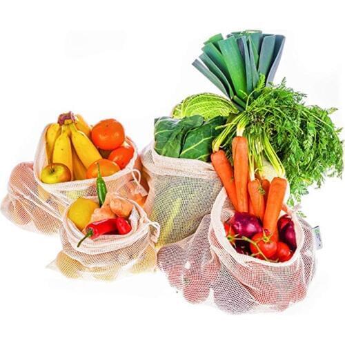 10 PCS/Set Degradable Organic Cotton Mesh Bag Vegetable Cotton Mesh Bag Fruit Mesh Bag Reusable Bags Reducing Carbon Footprint