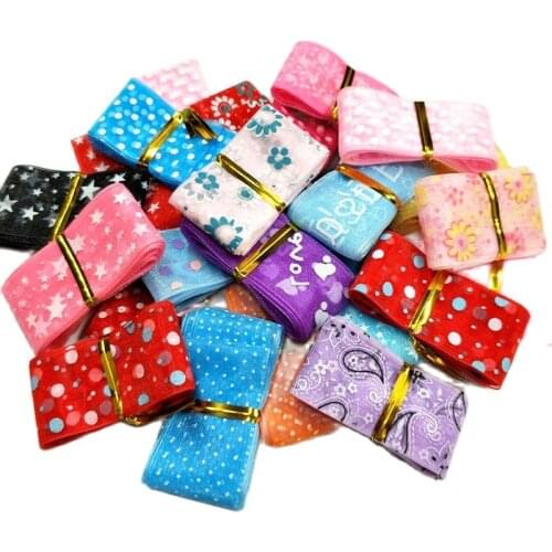 10Yards/package Lots Styles Mix 25MM Width Printed Organza Ribbons Wedding Christmas Decorations DIY Accessories