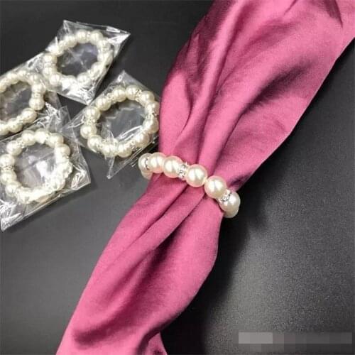100pcs Pearl Napkin Rings Wedding Napkin Buckle For Wedding Reception Party Table Decorations Supplies Napkin Rings