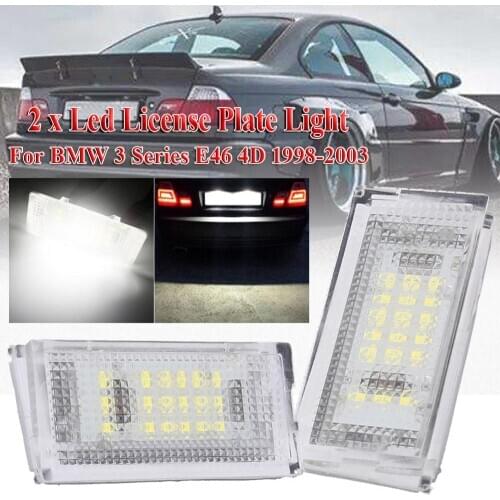 2 pieces Led License Plate Light Led Canbus Auto Tail Light White LED Bulbs For 3er E46 4D 1998-2003 Car Accessories