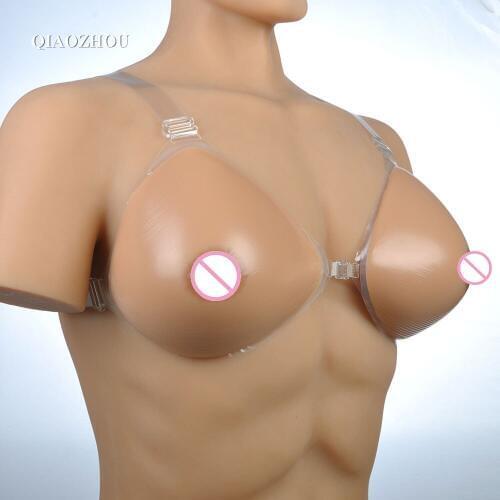 3600g/pair hot huge size lifelike dark brown silicone fake breast with straps