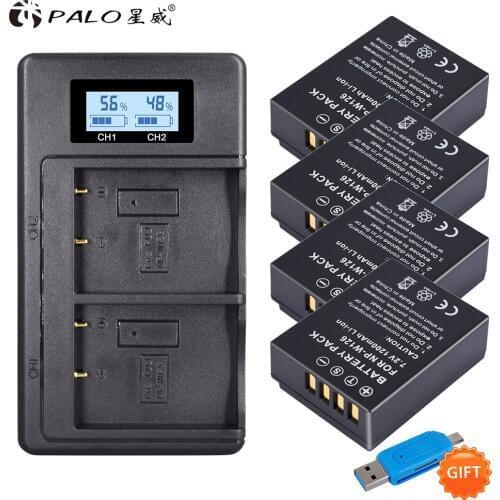 4Pcs 1200mAh NP-W126 NP W126 NPW126 Batteries&LCD Dual Charger for Fujifilm FinePix HS30EXR, HS33EXR, X-Pro1, X-E1, X-E2, X-M1