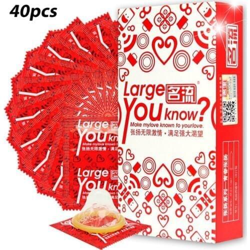 40pcs (4 boxes) Plus Size Condones Mingliu 55mm large Condoms Natural Latex Ultra Safe Penis Sleeve Contraception Tool for Men