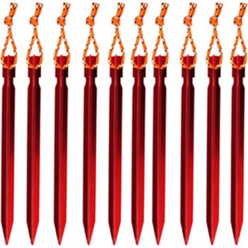 5pcs/lot Tent Nail 18CM Aluminum Three-sided Ground Nail Outdoor Aluminum Alloy Diamond With Wind Rope