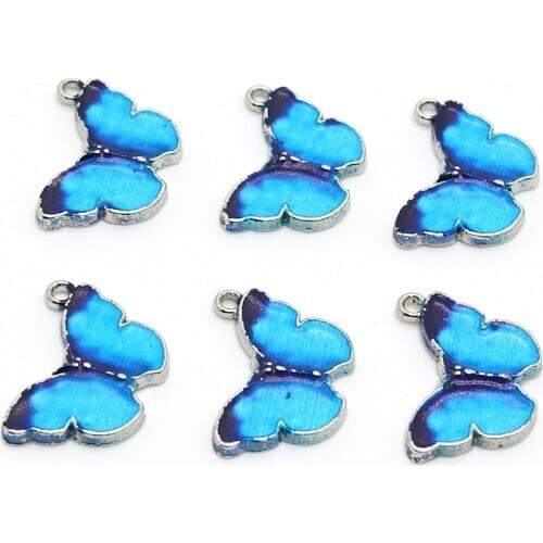 5pcs Cute Alloy Blue Butterfly Earring Charms Animal Pendants For Earrings Necklace Bracelet Accessory Connectors Jewelry Make