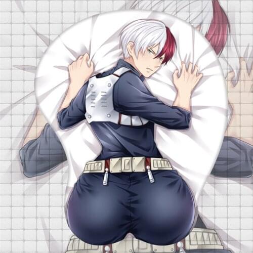 Anime My Hero Academia Todoroki Shoto Cosplay Accessories Mouse Pad Pattern 3D Soft Gel Gaming With Wrist Support Prop