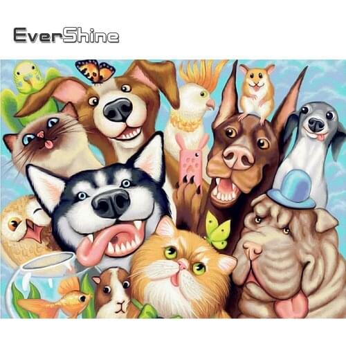 EverShine Diamond Embroidery Animals Handicrafts Diamond Painting Cat Picture Of Rhinestones Dog Mosaic Art Kits Child Hobby
