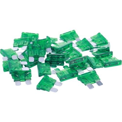 Vehicle Car 30A 30Amp Green Body Two Prong Blade ATC Fuse 30pcs