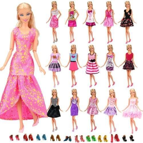 Fashion Handmade 22 Items/Lot Toy Dolls Accessories =12 Dresses+ Kids Toys 10 Shoes For Barbie Clothes Game DIY Birthday Gift