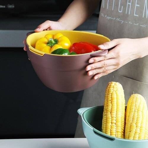 Household double drainage basket cleaning vegetable basket water fruit basket salad bowl drain basket
