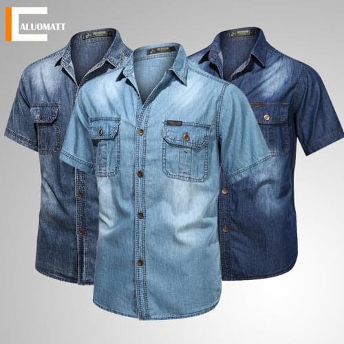 Мужские джинсовые рубашки CALUOMATT China At AliExpress
