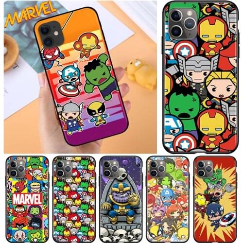Marvel cartoon cute for Apple iPhone 12 Pro Max Mini 11 Pro XS Max X XR 6S 6 7 8 Plus 5S SE2020 Soft Black Phone Case