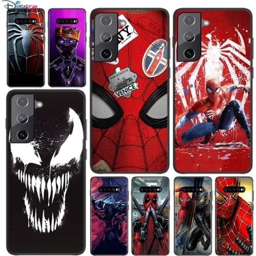 Soft Black Cover Marvel Venom Spiderman For Samsung Galaxy S21 S20 FE Ultra S10 S10e Lite S9 S8 S7 Edge Plus Phone Case