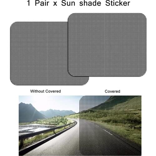 2PCS Black PP UV Sticker Car Sunshade Electrostatic Stickers Sun-shading Side Window Sun Shading Sticker Heat Insulation Film