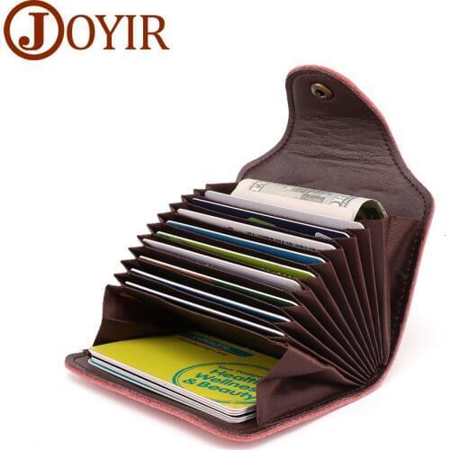 JOYIR Card Holder Wallet RFID Women Genuine Leather 11 Bits Card Case Business Credit Card Holder Card Wallet Clutch Handbag