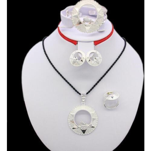 Eritrean Map Jewelry Set Silver Plated Eritrean/Ethiopian/African Necklace/Pendant/Bangle/Earring/Ring Wedding Jewelry Sets