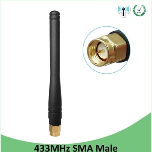 5pcs 433MHz antenna 3dbi SMA Male Connector 433 mhz antena rubber antenne for wireless watermeter Gasmeter Lorawan Emeter