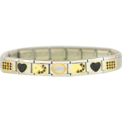 Stainless Steel Composable links Classic 9mm Women white black Italian charm link bracelet fit Zoppini Nomiation