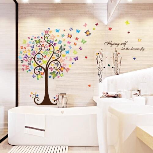 Colorful butterfly tree wall sticker PVC Material DIY art wall decals For Living room childrens room home decor sticker