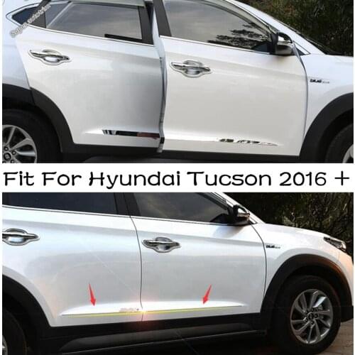 Lapetus Outside Door Body Molding Cover Trim Side Door Protective Trim Accessories Parts 4 Pcs For Hyundai Tucson 2016 - 2020