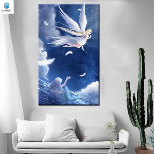 Modular painting cartoon cute mermaid digital paint by numbers for kids gift diy digital painting home decor for kids room