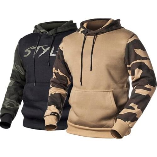 Polyester Men Leisure Fleece Sports Camouflage Color Matching With Cap