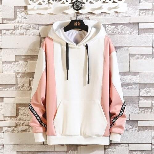 Mens Hoodie Hooded Sweatshirt Casual Men Pullovers Sportswear 2021 Fashion Patchwork Hoodies Mens Clothing Hip Hop Streetwear