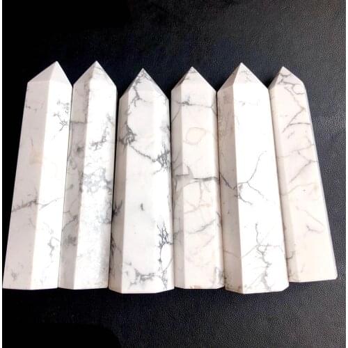 Natural White turquoise Crystal Quartz Crystal Stone Point Healing Hexagonal Wand Treatment Stone Decorative stones