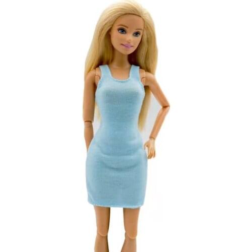 Charming Blue Sleeveless Tank Doll Dress For Barbie Clothes Outfits 1/6 BJD Accessories Vestidos Kids 11.5" Dollhouse Toys Gifts
