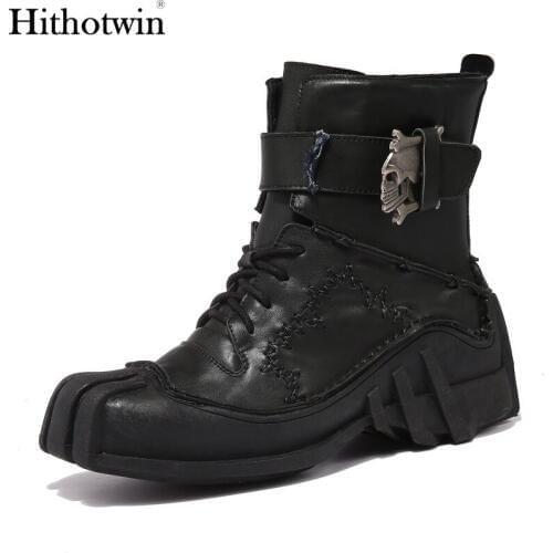 Autumn motorcycle boots mens leather tooling cotton shoes short boots military boots combat boots snow motorcycle Martin boots