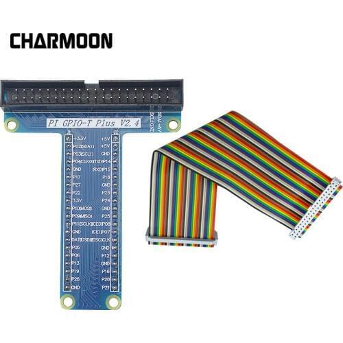 GPIO T Type Expansion Module Board Adapter with 40 Pin GPIO Female to Female Rainbow Cable For Raspberry Pi 4 / 3 Model B