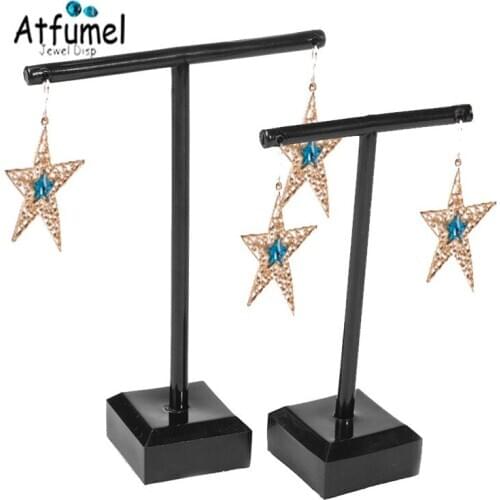 Wholesale Black Clear Acrylic Earrings Jewelry Display Rack Organizer Holder Stud Earring Ornament Hanger T-Bar Stand 5Sets/Lot