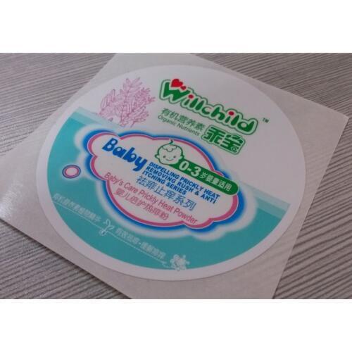 Cheap price CMYK printing plastic film sticker, colorful adhesive vinyl label