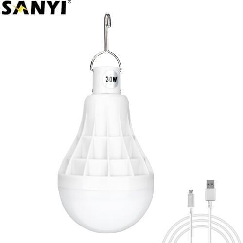 30W 22LED USB Bulb Light Portable Camping Tent Light Hanging Hook Bulb Travel Emergency Lighting Work With Power Bank Notebook