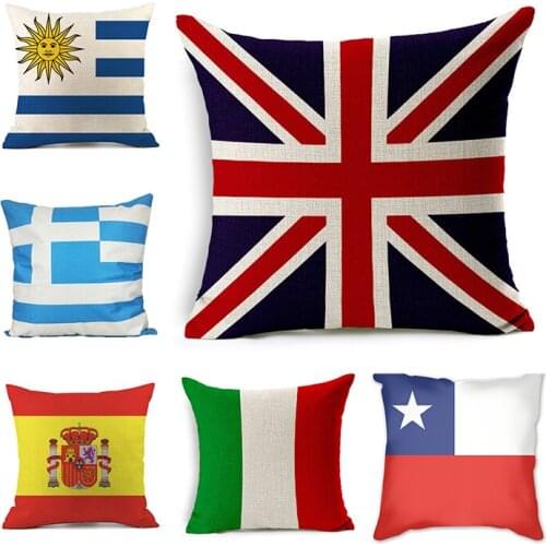 National flag Print Cushion Cover Vintage Cotton Linen Green Poster Home Decorative Throw Pillow Cases 45X45cm Pillowcase Sofa
