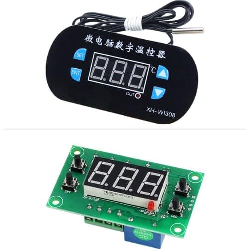 W1308 Adjustable Digital Cool Heat Temperature Controller Thermostat Switch DC 12V Sensor Red Blue Display 40%off